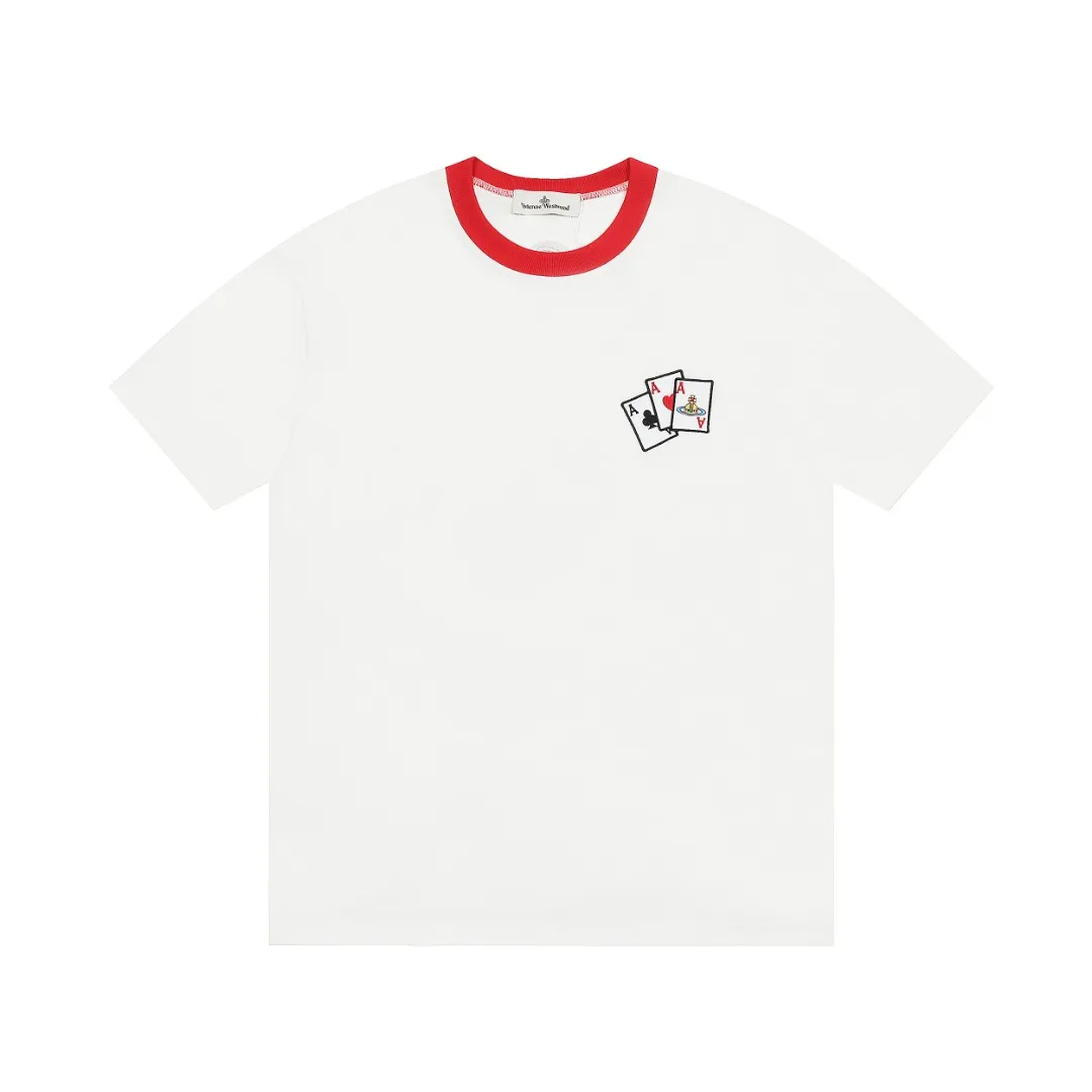 VIVI11vivienne west wood West Queen Vivian Saturn Poker Contrast Color Short Sleeve Size: XS-L Color: Black White